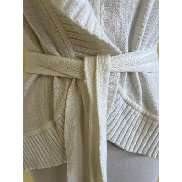 BCBG MAX AZRIA Short Sleeve Summer Spring Knit Cardigan Sweater Top Size M Ivory - Picture 7 of 9